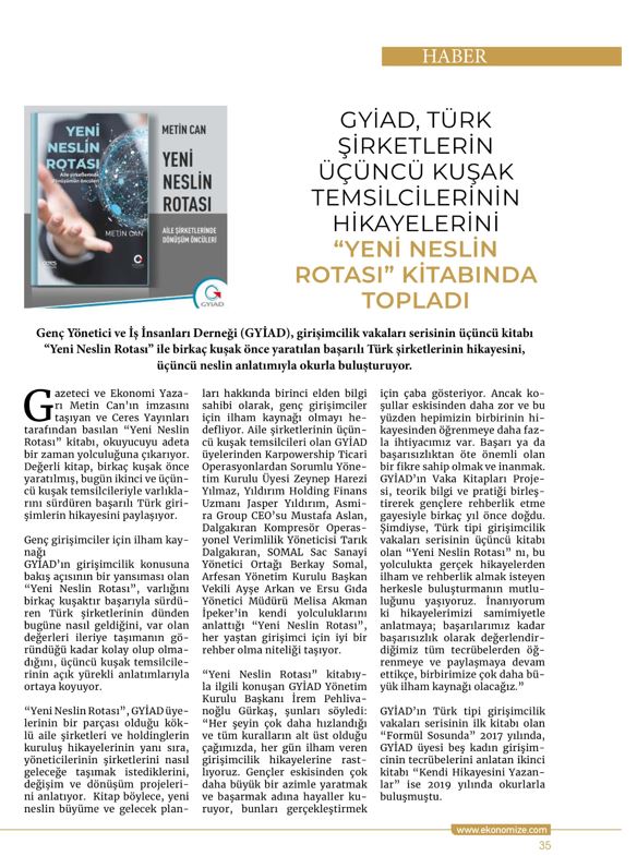 GYİAD, Türk Şirketlerin Üçüncü Kuşak Temsilcilerinin Hikayelerini 'Yeni Neslin Rotası' Kitabında Topladı