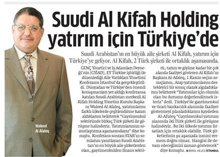 Suudi Al Kifah Holding Yatırım İçin Türkiye&acute;de