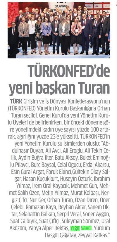 Türkkonfed&acute;de Yeni Başkan Turan